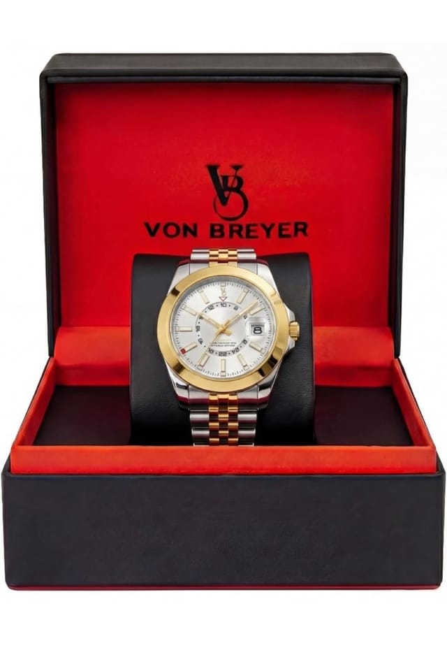 VON BREYER VON BREYER Men's Mens Watches Regent Silver & Gold Analogue Watch For Men - 3