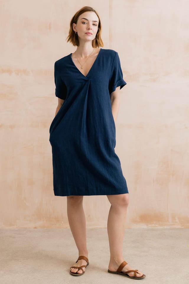 Lily & Me Lily & Me Women's Vine Linen Blend Dress in Navy - 2