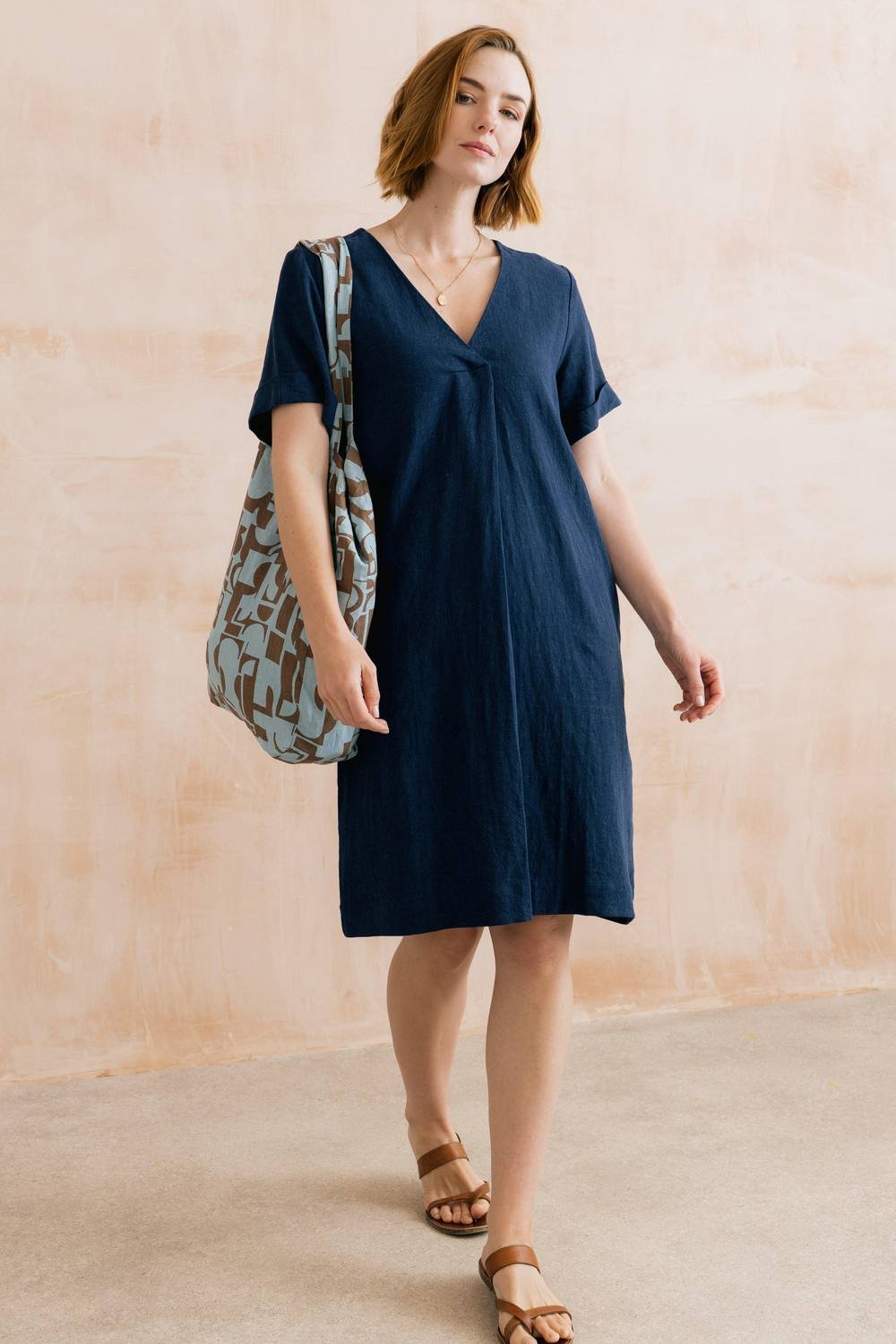 Lily & Me Lily & Me Women's Vine Linen Blend Dress in Navy - 3