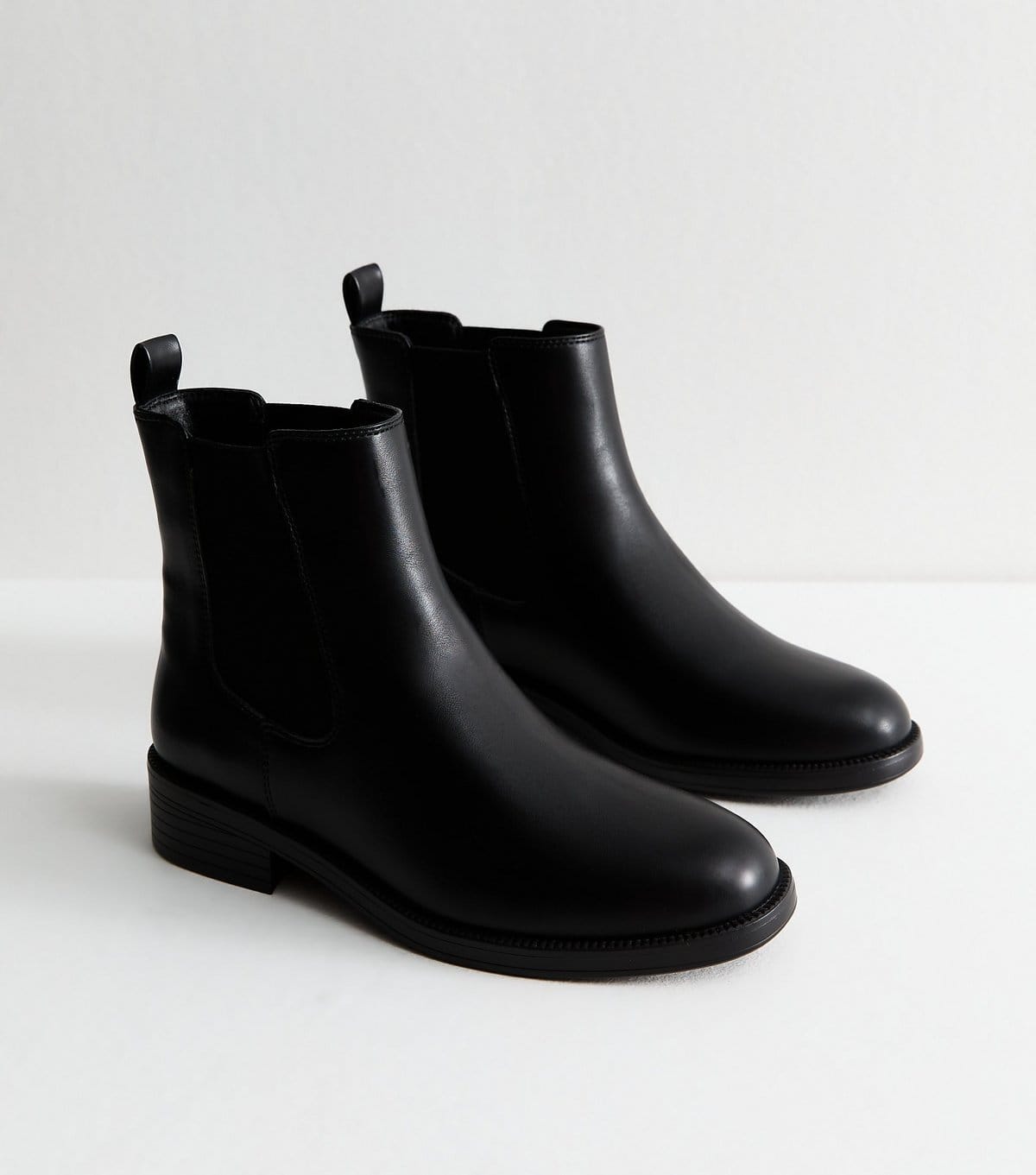 New Look Women's Wide Fit Black Faux Leather Chelsea Flat Ankle Boots Vegan New Look - 4