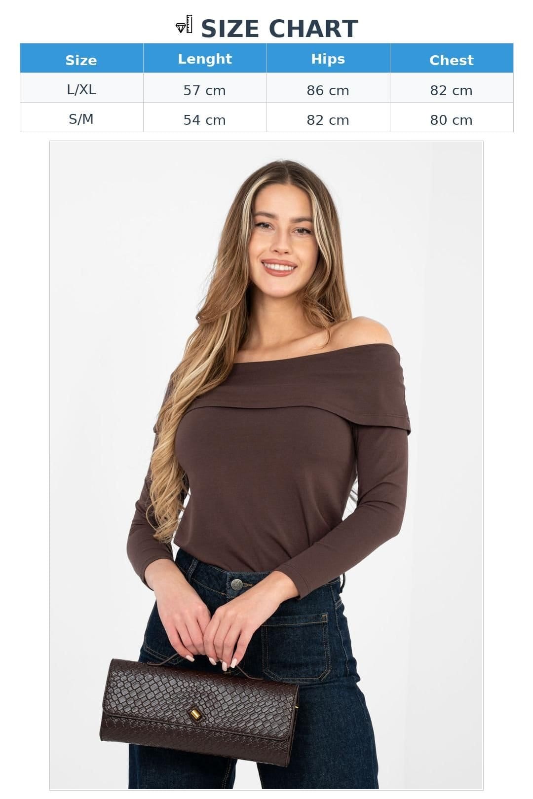 Love Lace Love Lace Women's Off Shoulder Fitted Cotton Elastane Blouse in Brown - 4