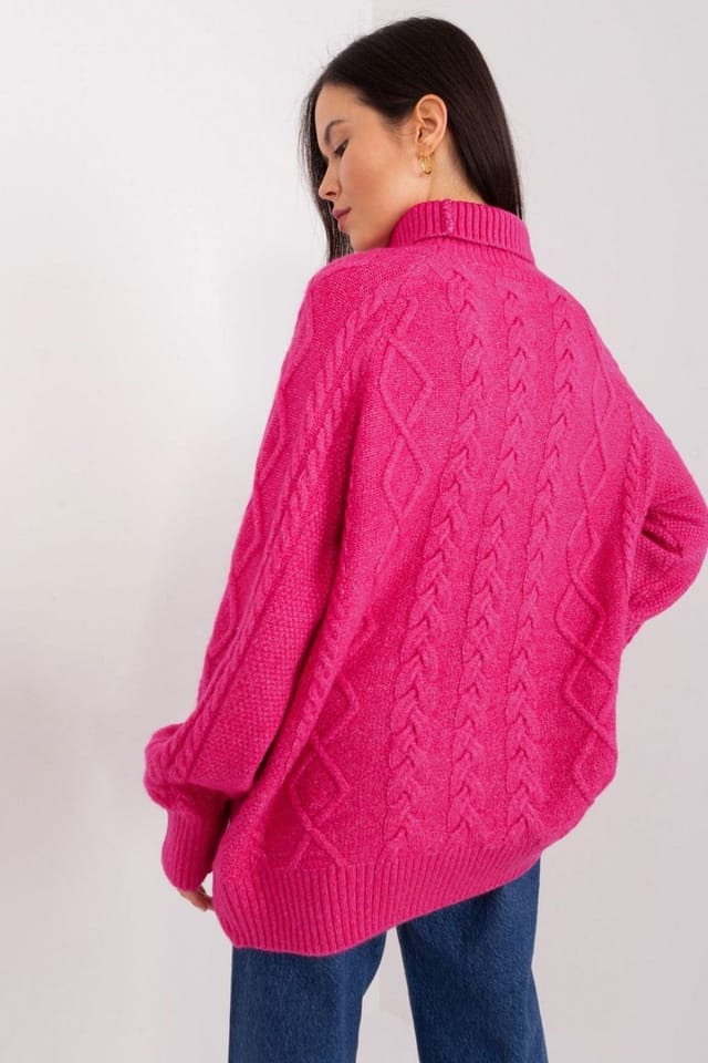 Love Lace Love Lace Women's Plaid Acrylic Turtleneck Sweater Long Sleeve Style 189223 in Pink - 3