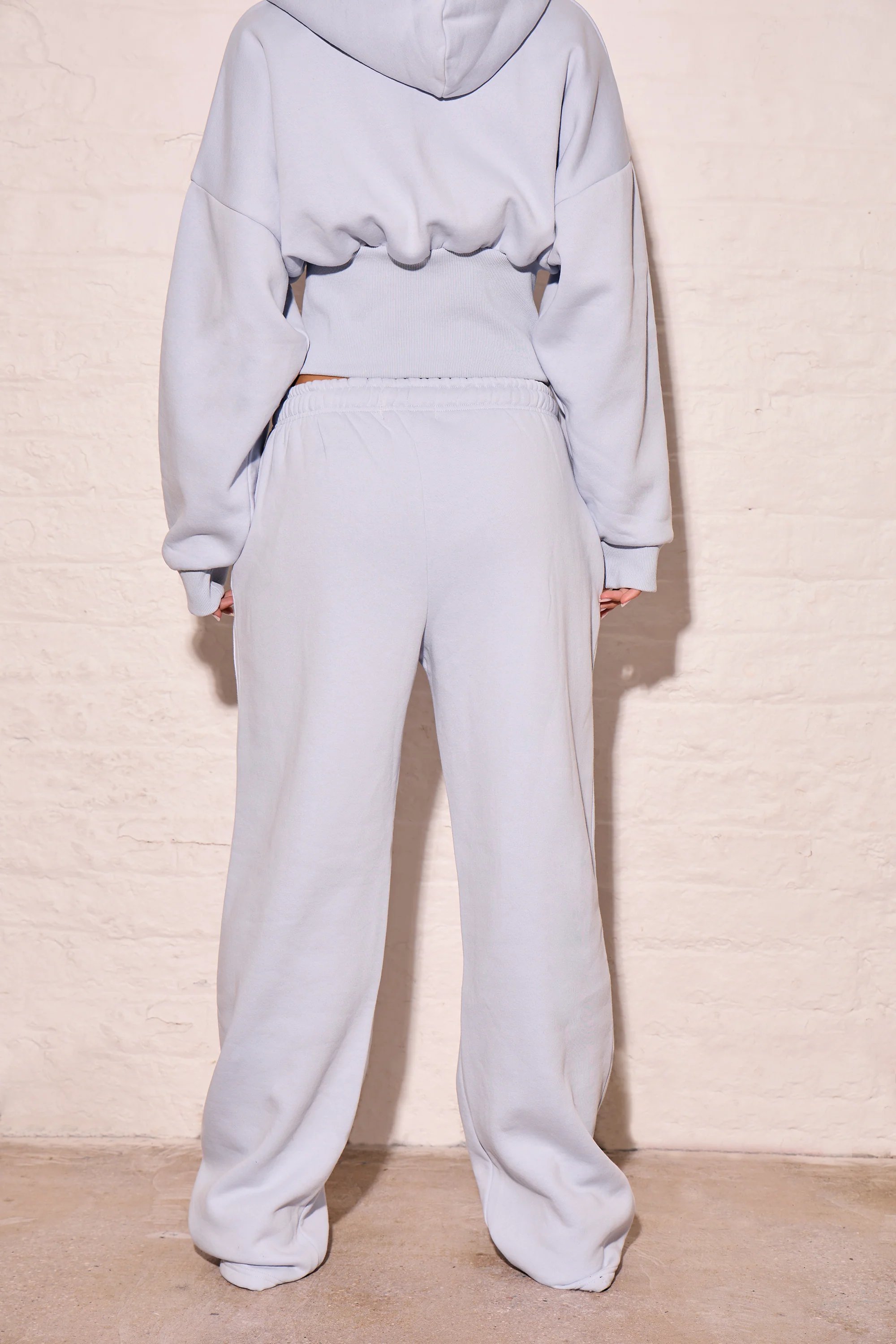 Kaiia Kaiia Side Stripe Wide Leg Joggers Dusty Blue & Lemon - 4