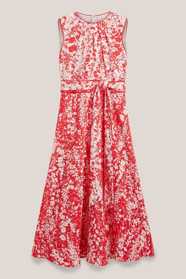 Hobbs London Hobbs London Women's Maddie Floral Print Midi Dress in Scarlet - 2