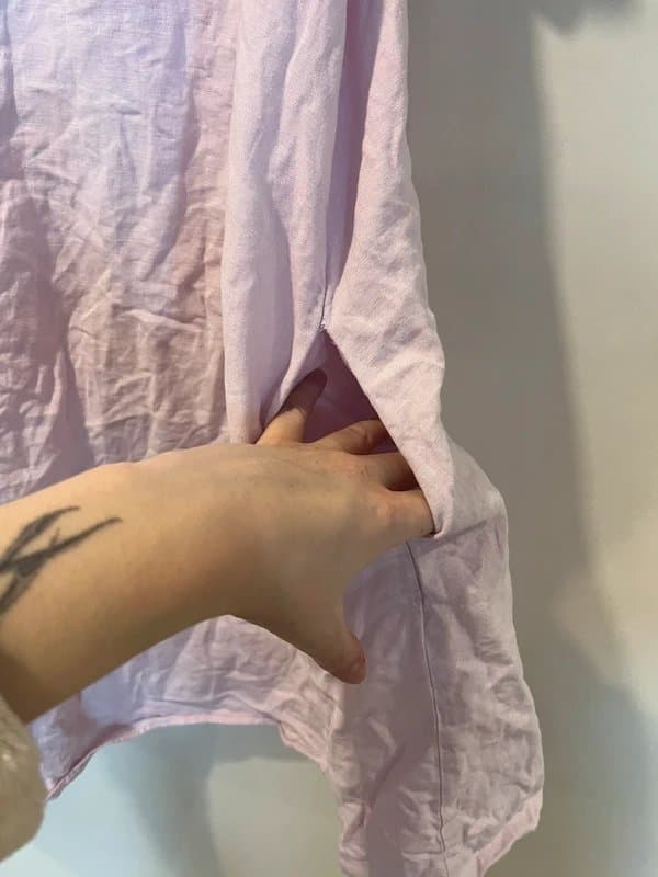 Zara Zara lilac purple button up linen collared frill ruffle detail shirt dress