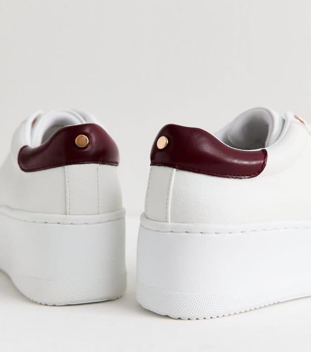 New Look Women's White Faux Leather Contrast Trim Platform Trainers Vegan New Look - 3