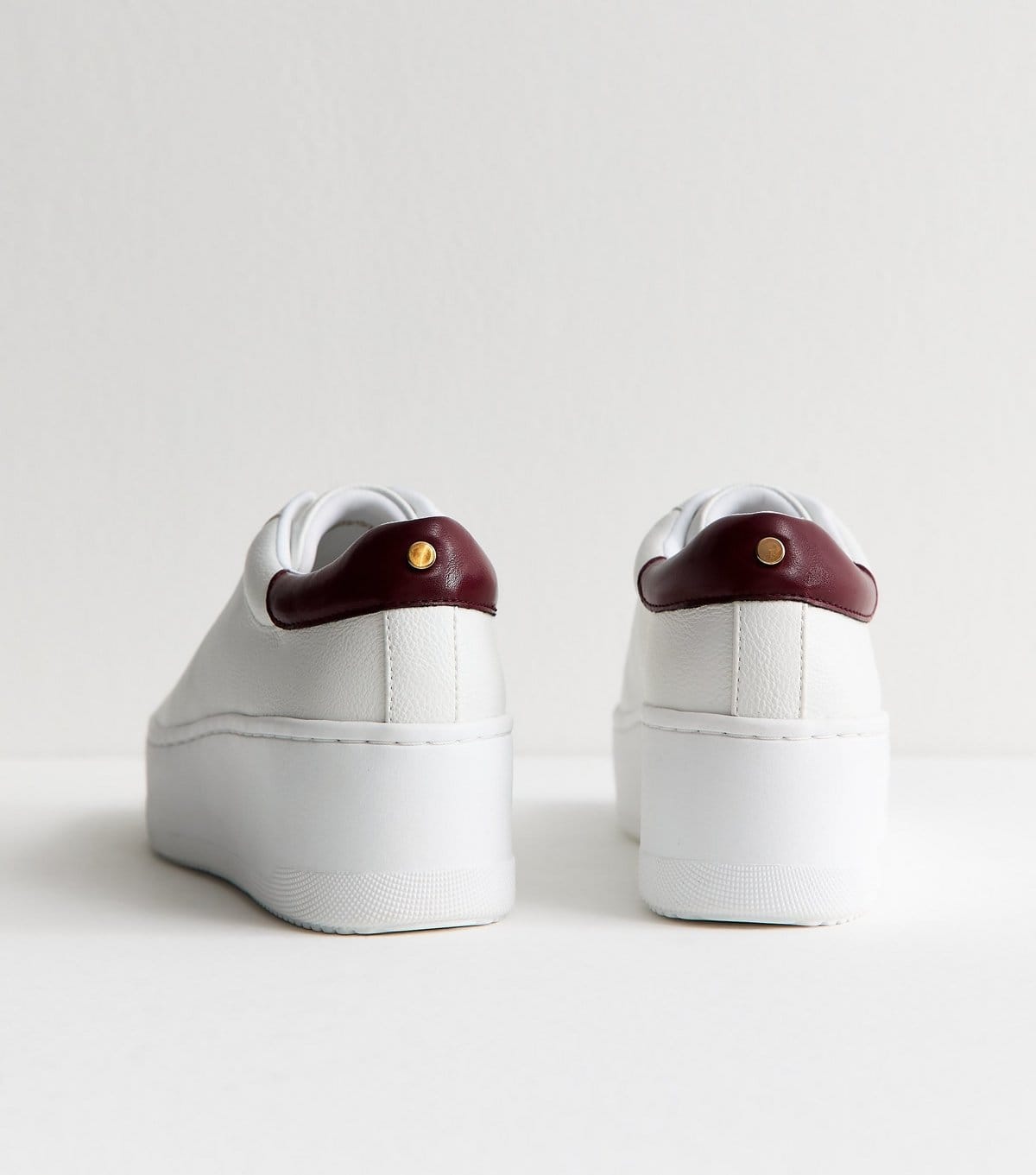 New Look Women's White Faux Leather Contrast Trim Platform Trainers Vegan New Look - 4