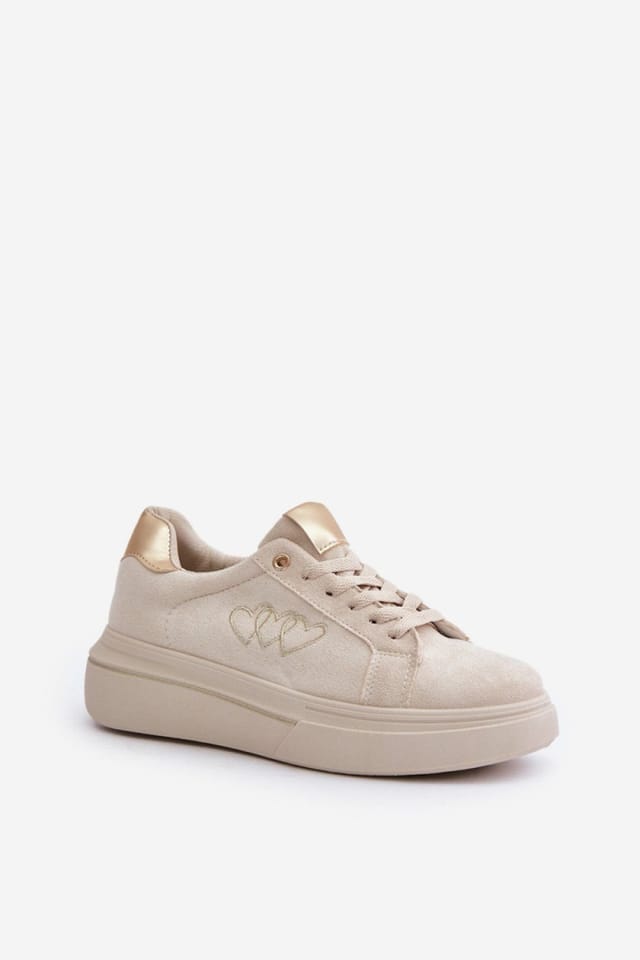 Love Lace Love Lace Women's Big Star Platform Insulated Lace Up Sneakers for Cold Days in Beige - 2