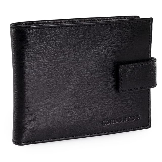 London Fog London Fog Men's Mens Genuine Leather Wallet RFID Blocking Coin Pocket Slim Black/Tan in Black - 2