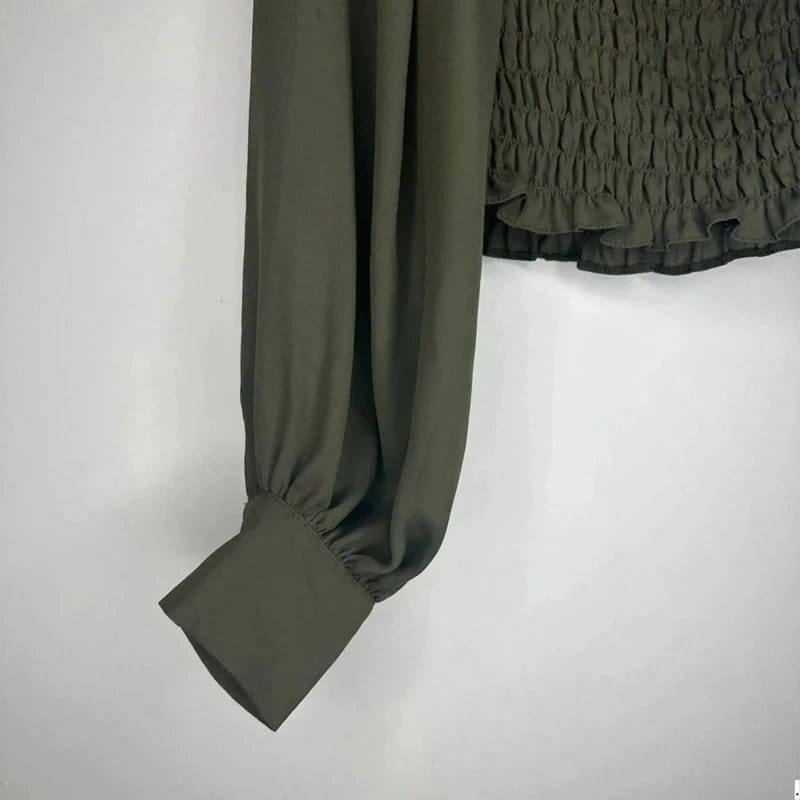 ASOS Green Shirred Crop Blouse