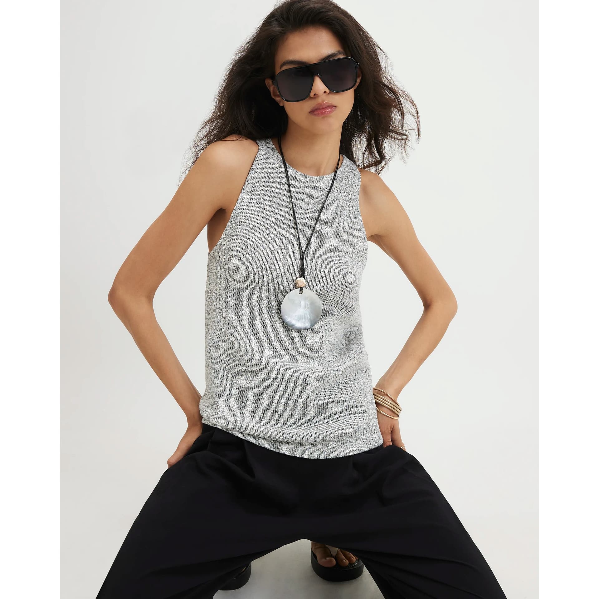 River Island River Island Womens Grey Sleeveless Tank Top