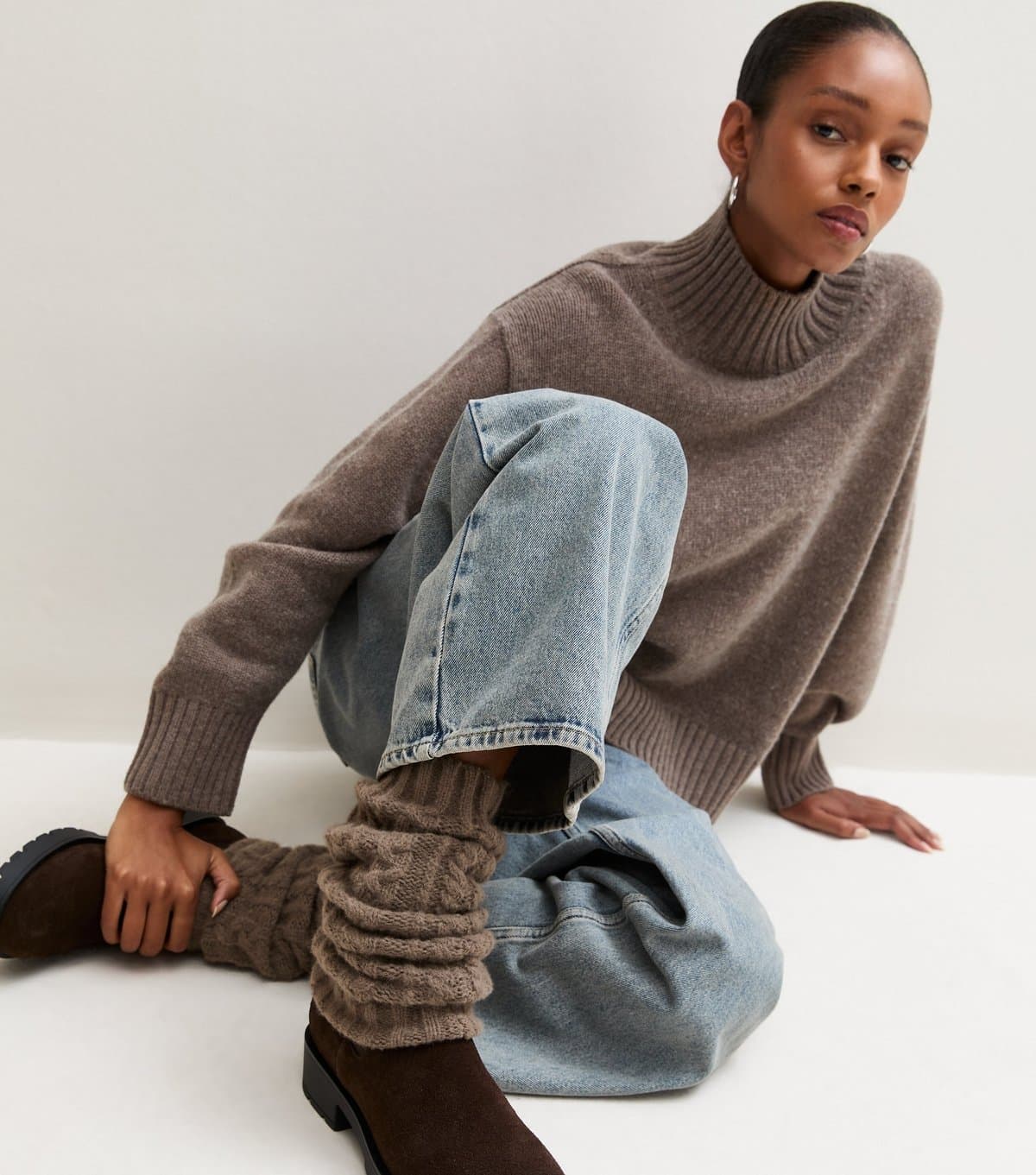 New Look Brown Cable Knit Legwarmers New Look