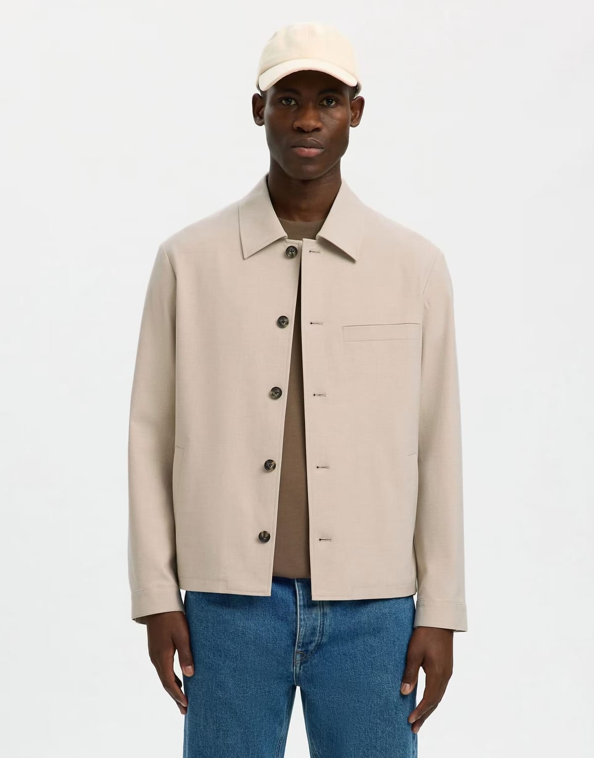 ASOS Selected Overshirt in egret - 1