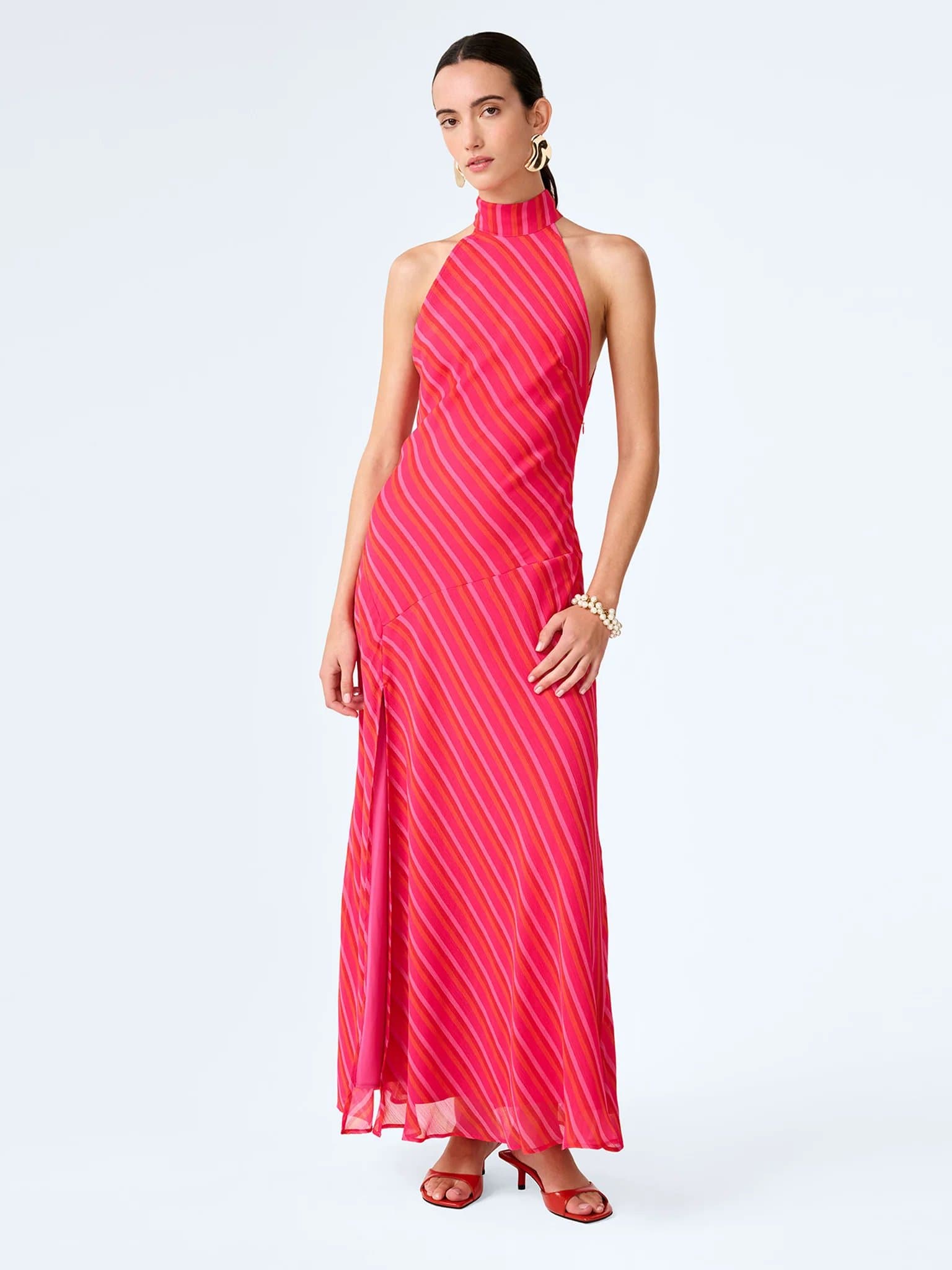 OMNES Elsie Dress in Pink and Orange