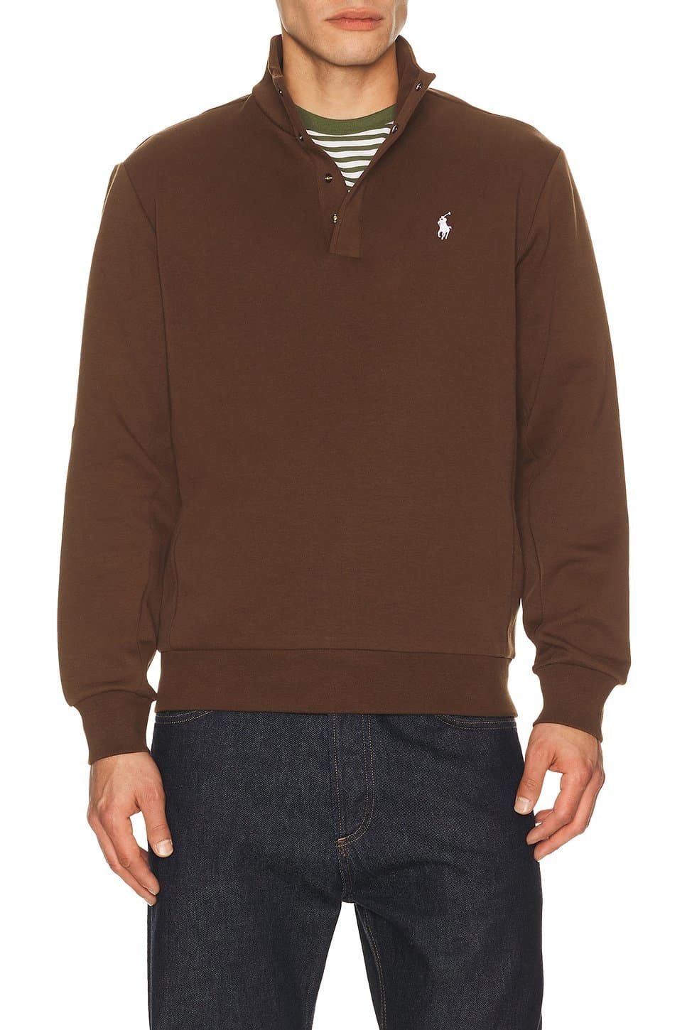 revolve Long Sleeve Double Knit Tech Snap Mocknock Pullover