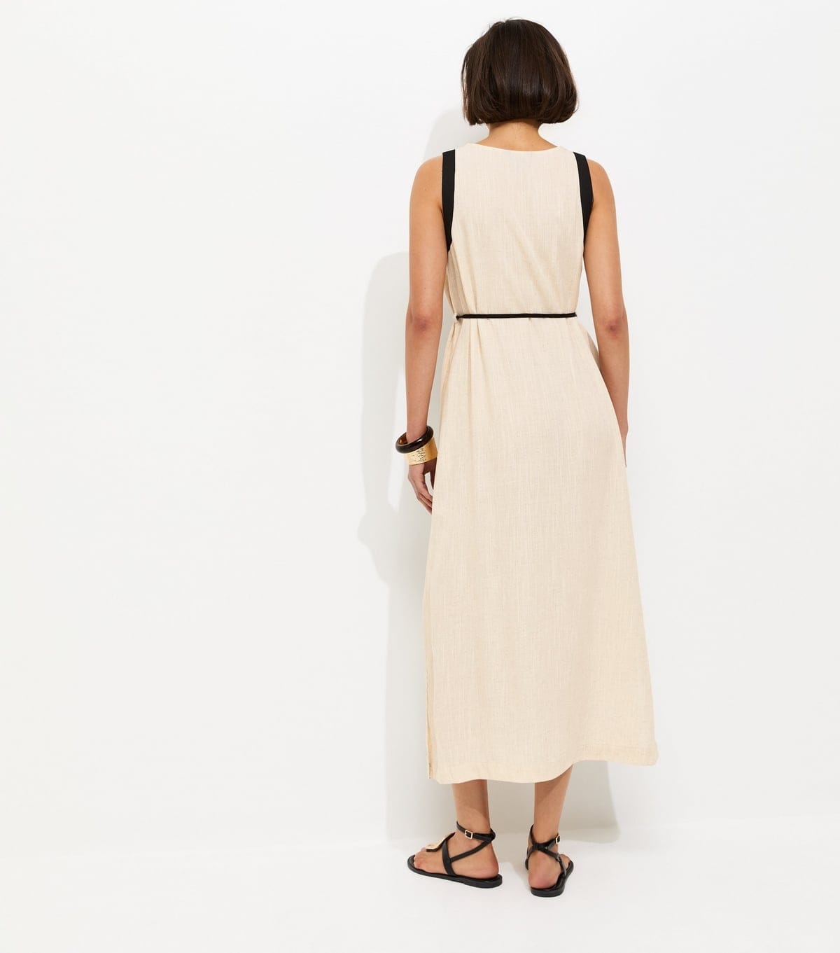 New Look Women's Cream Contrast Trim Column Midi Dress New Look - 4