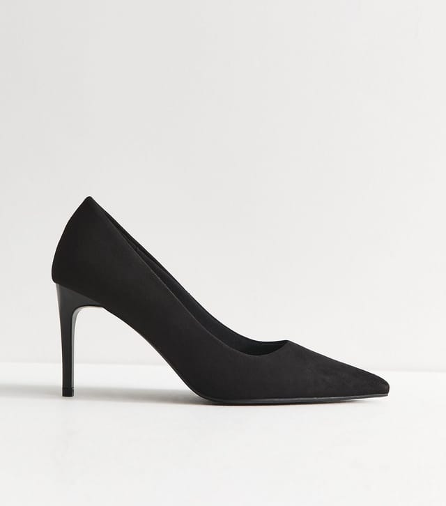 New Look Women's Black Faux Suede Pointed Toe Court Pumps Vegan New Look - 2
