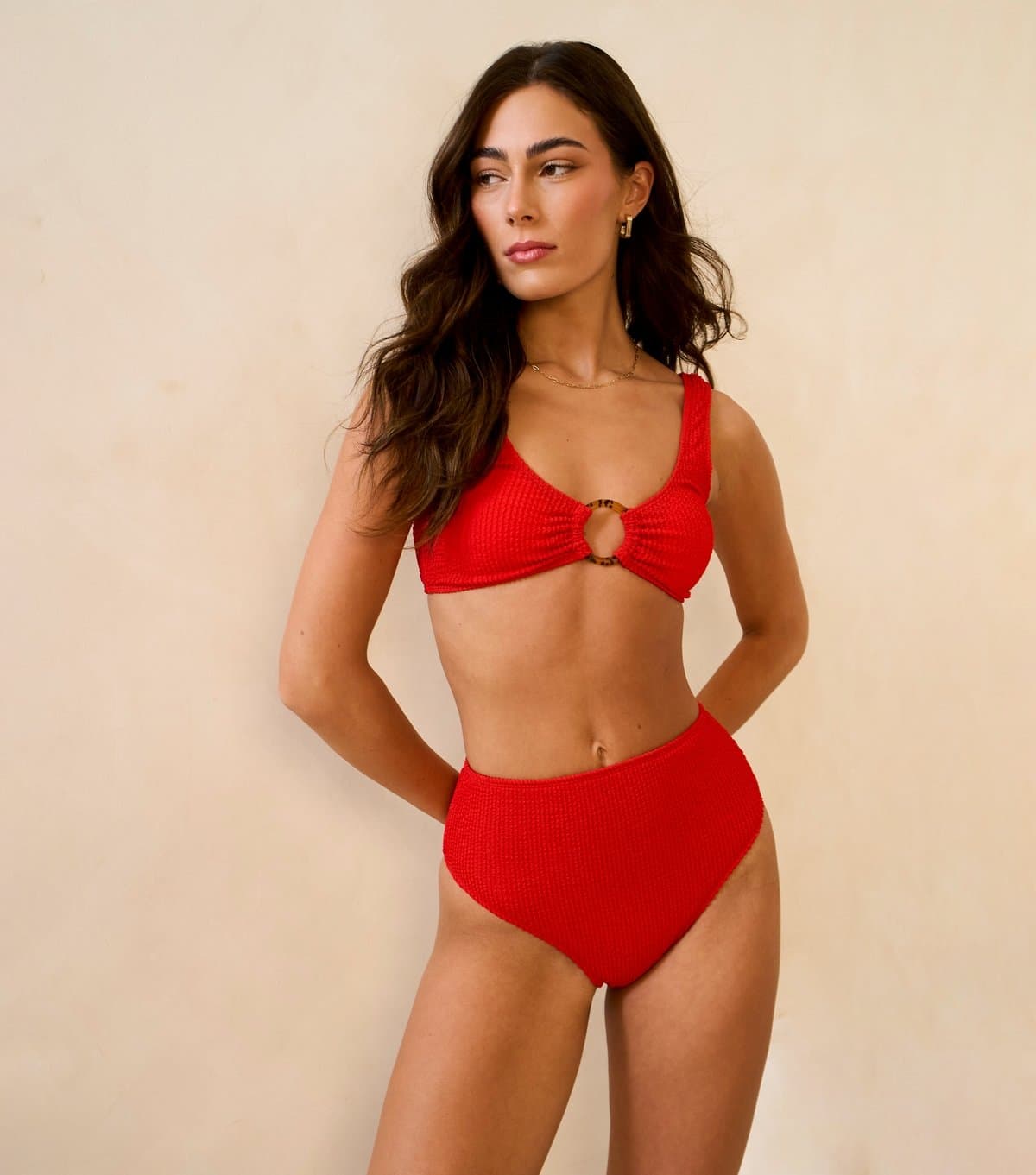 Gini London Gini London Red Textured Bikini Top