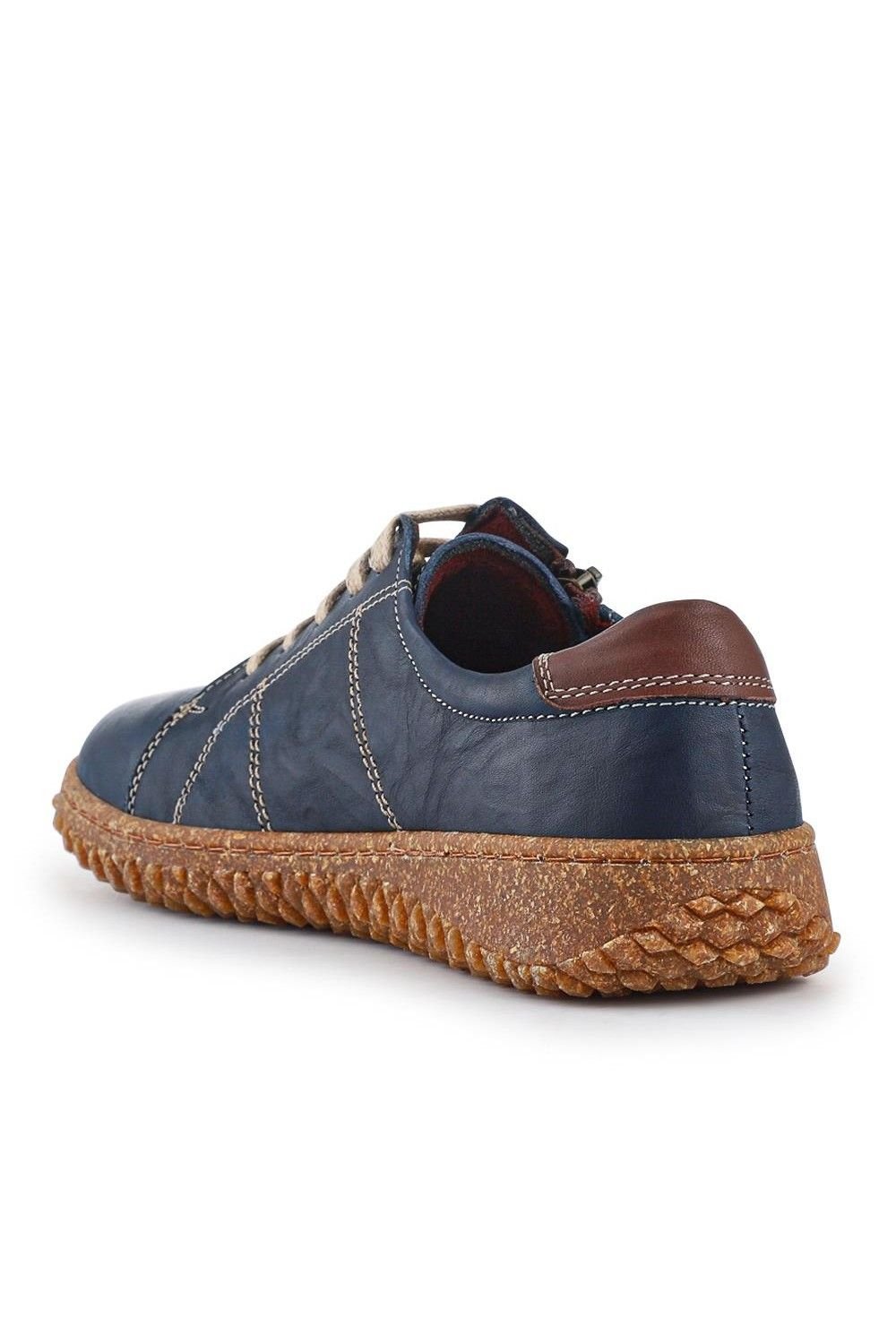 Pavers Pavers Women's Loretta Leather Trainers in Navy - 3