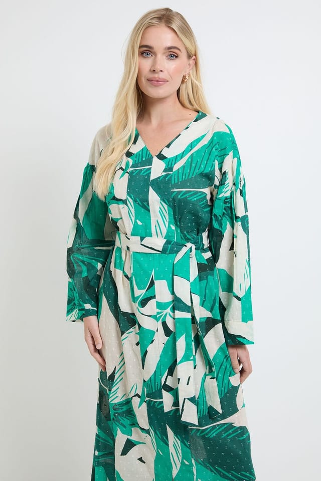 Wallis Wallis Women's Petite Summer Tropical Midi Dress in Green - 2