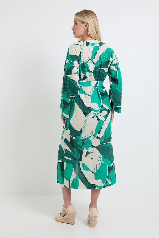 Wallis Wallis Women's Petite Summer Tropical Midi Dress in Green - 3