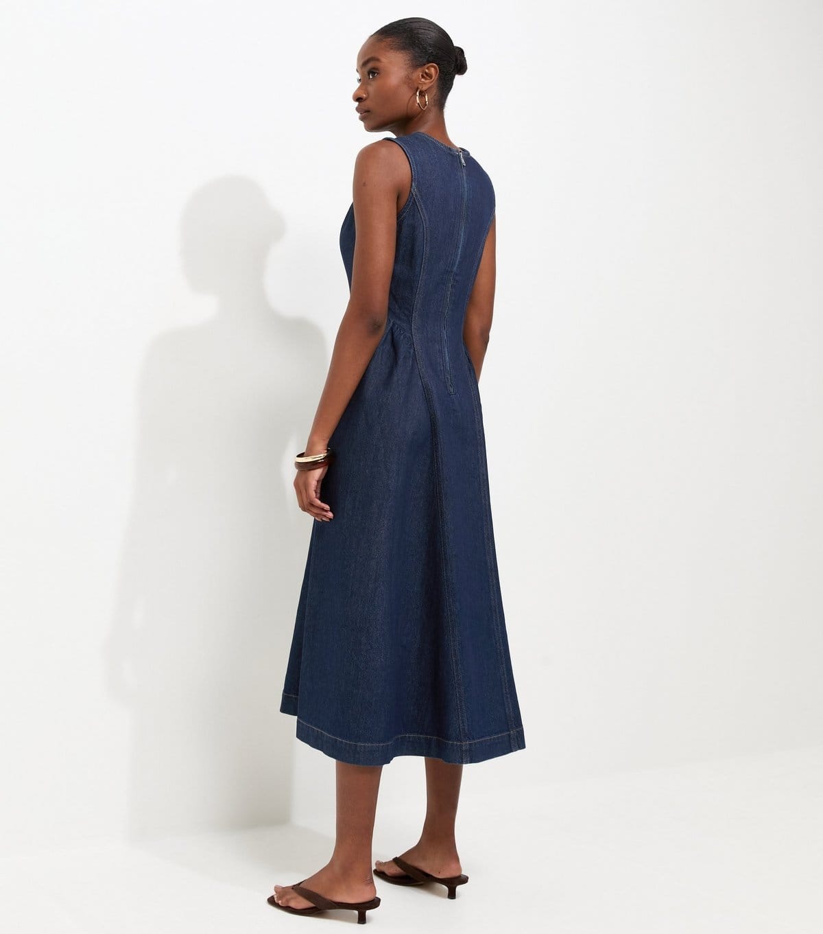 New Look Women's Navy Cotton Sleeveless Denim Midi Dress New Look - 4