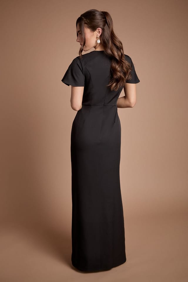 Coast Coast Women's Crepe Fold Detail Bridesmaid Maxi Dress in Black - 3