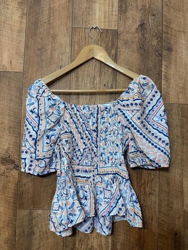 New Look New Look Pink Blue Off Shoulder Boho Top Size 10