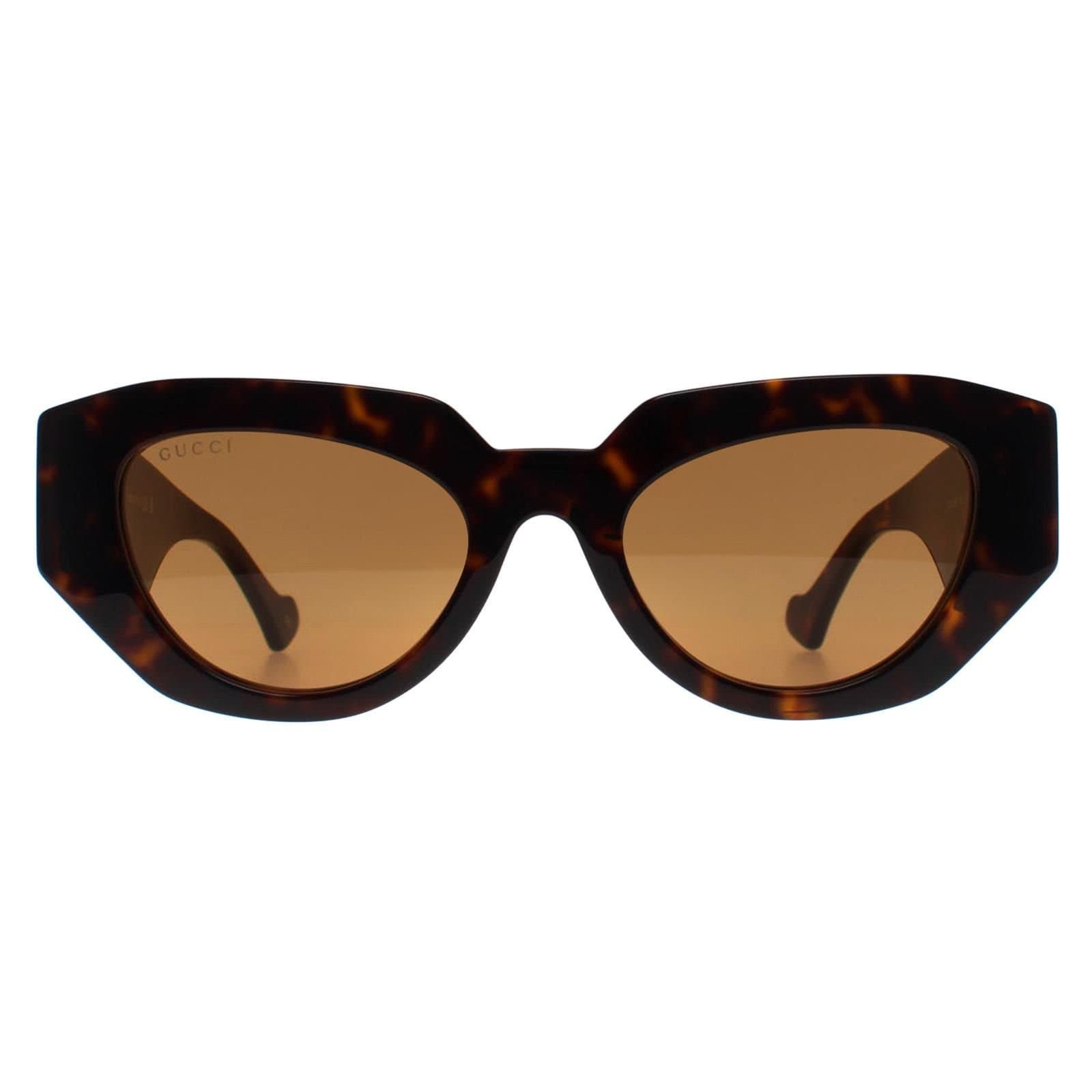 Gucci Gucci Women's Cat Eye Shiny Dark Havana Brown GG1421S