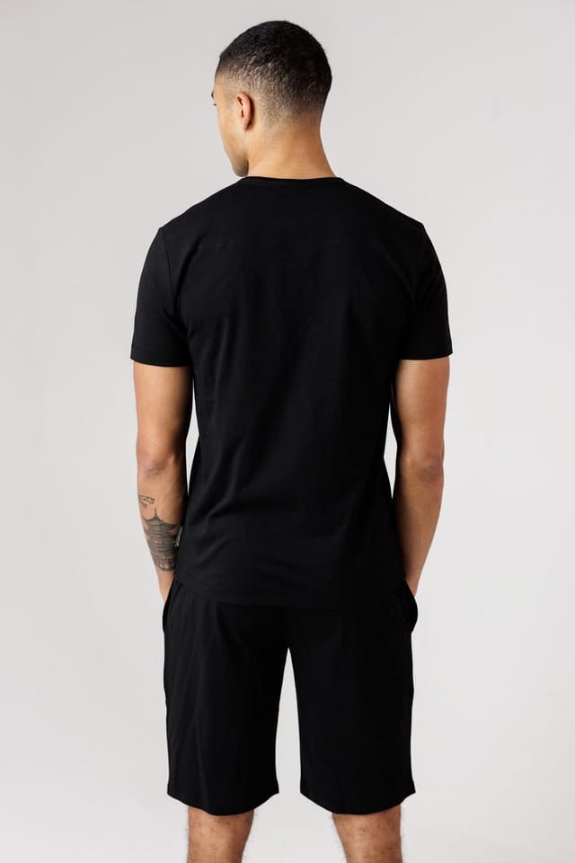 French Connection French Connection Men's Cotton T-Shirt & Shorts Co Ord Set in Black - 2