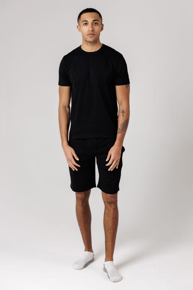French Connection French Connection Men's Cotton T-Shirt & Shorts Co Ord Set in Black - 3