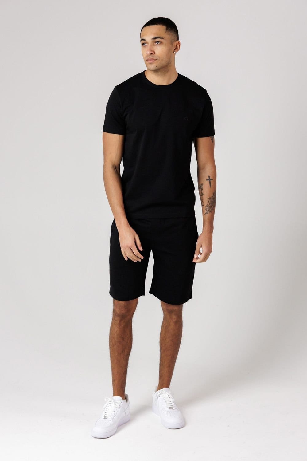 French Connection French Connection Men's Cotton T-Shirt & Shorts Co Ord Set in Black - 4