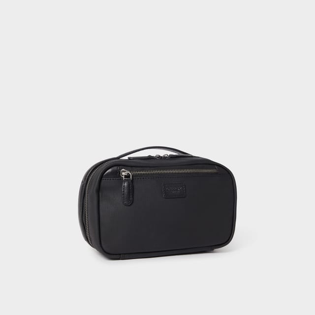 OSPREY LONDON OSPREY LONDON Men's The Frontline Waxed Canvas & Leather Tech Travel Pouch in Black - 2