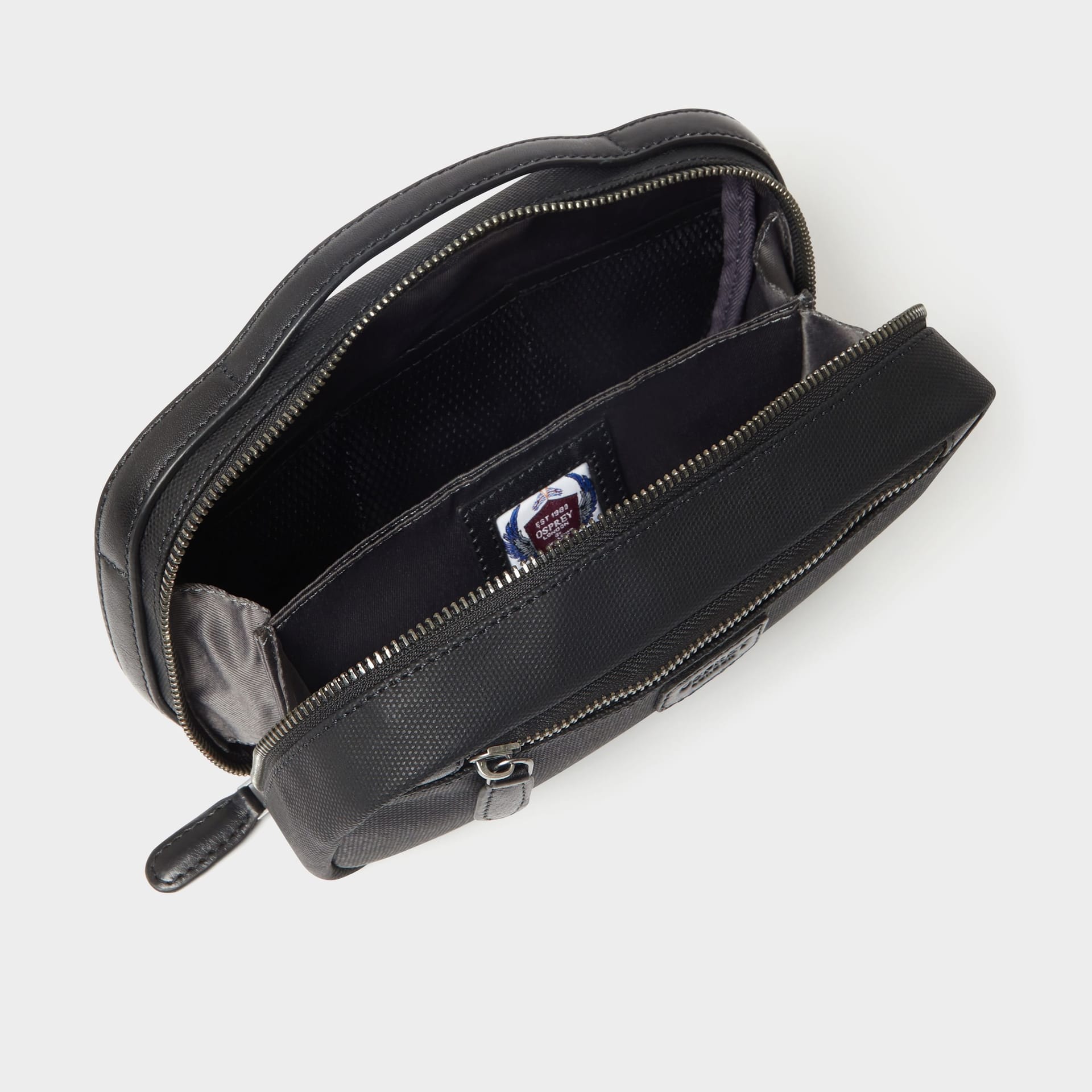 OSPREY LONDON OSPREY LONDON Men's The Frontline Waxed Canvas & Leather Tech Travel Pouch in Black - 4
