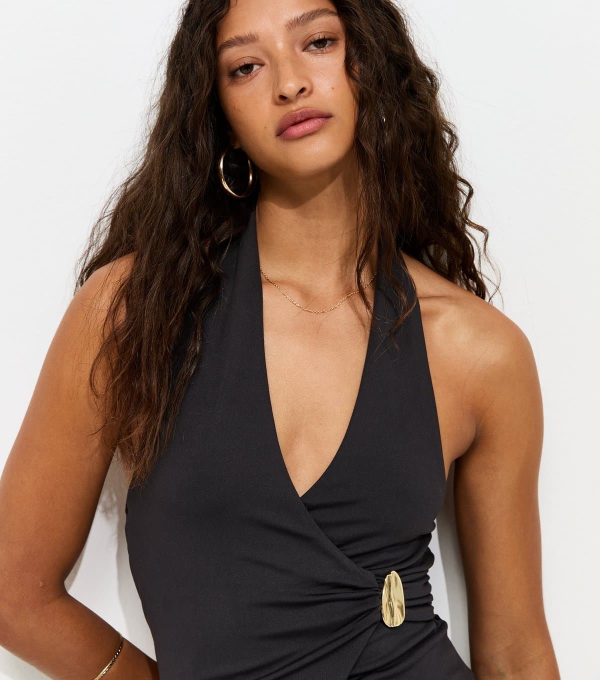 New Look Women's Black Wrap Halter Neck Top New Look