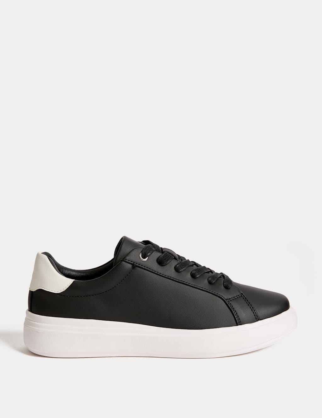 Marks & Spencer M&S Lace Up Platform Trainers Black Mix - 1