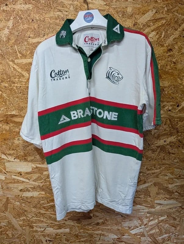 Cotton Traders Vintage Leicester Tigers Away Rugby Shirt Mens Medium White Cotton Traders 90s - 1