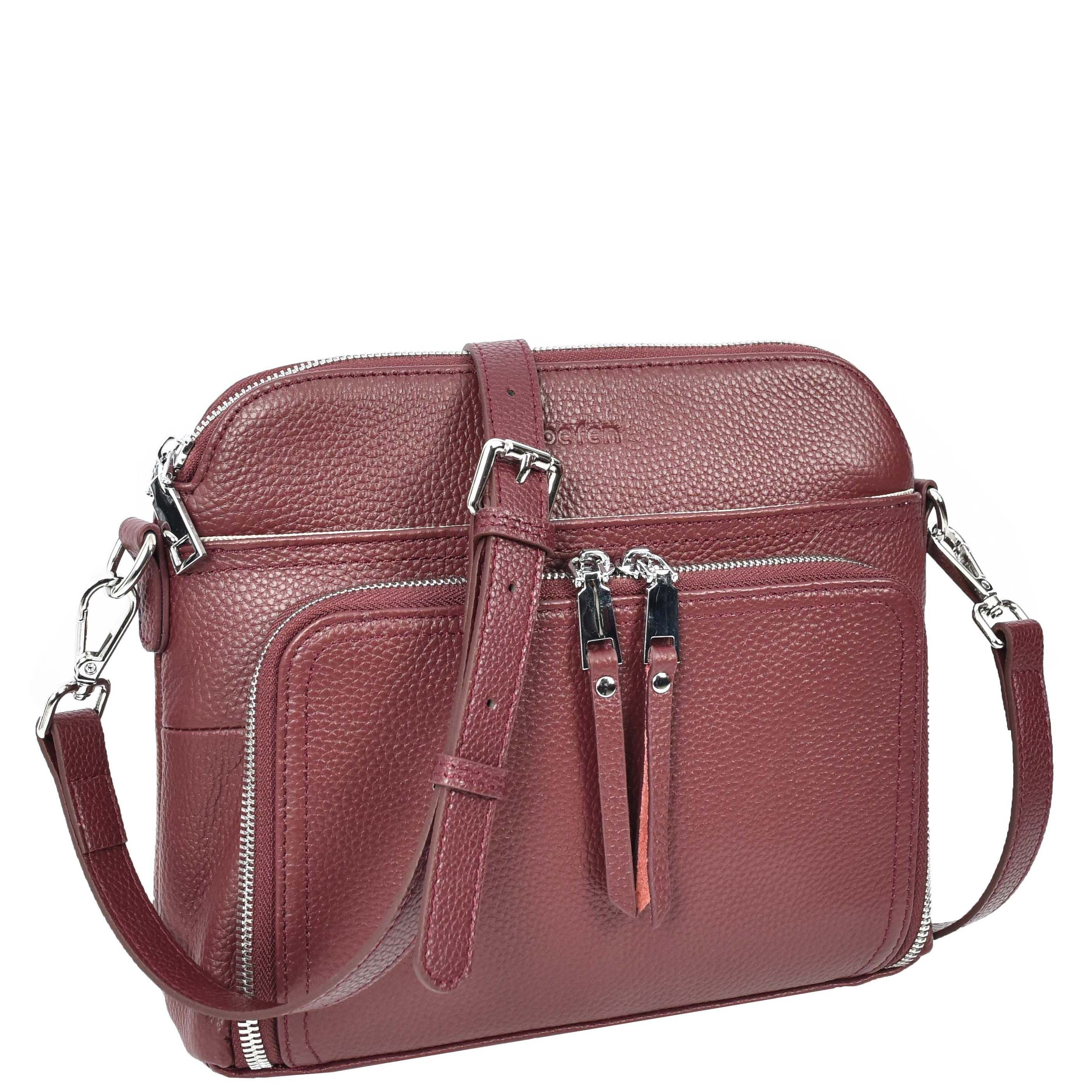 House of Leather House of Leather Women's Womens Real Leather Cross Body Bag Classic Sling Style Skye Navy in Burgundy - 3