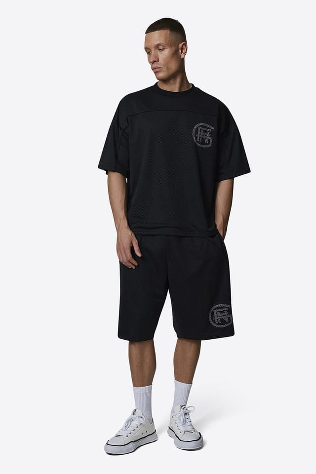 Good For Nothing Good For Nothing Men's Monogram Double Layered Mesh Jersey Shorts in Black - 3