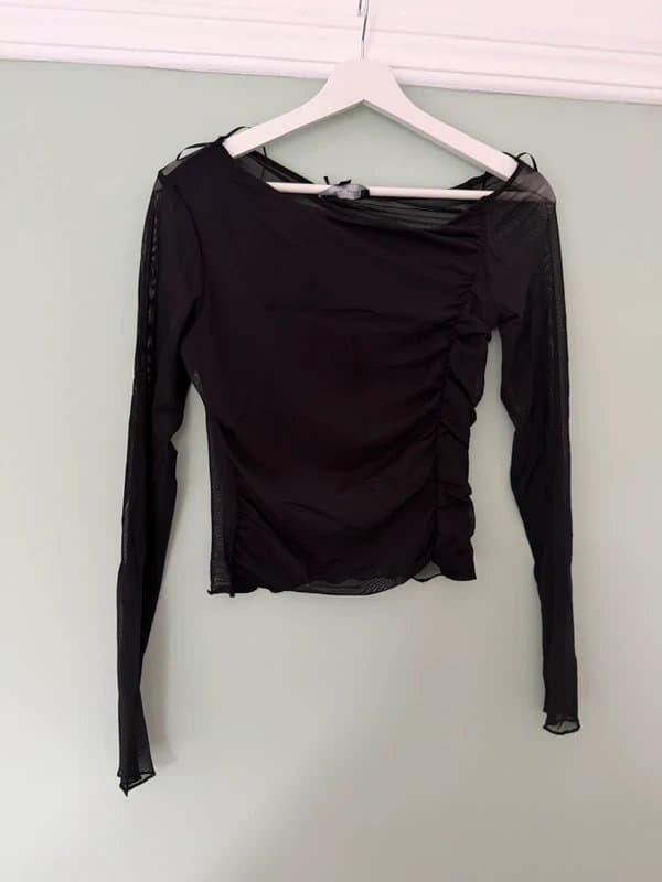 Bershka New- Bershka black chiffon sleeve top