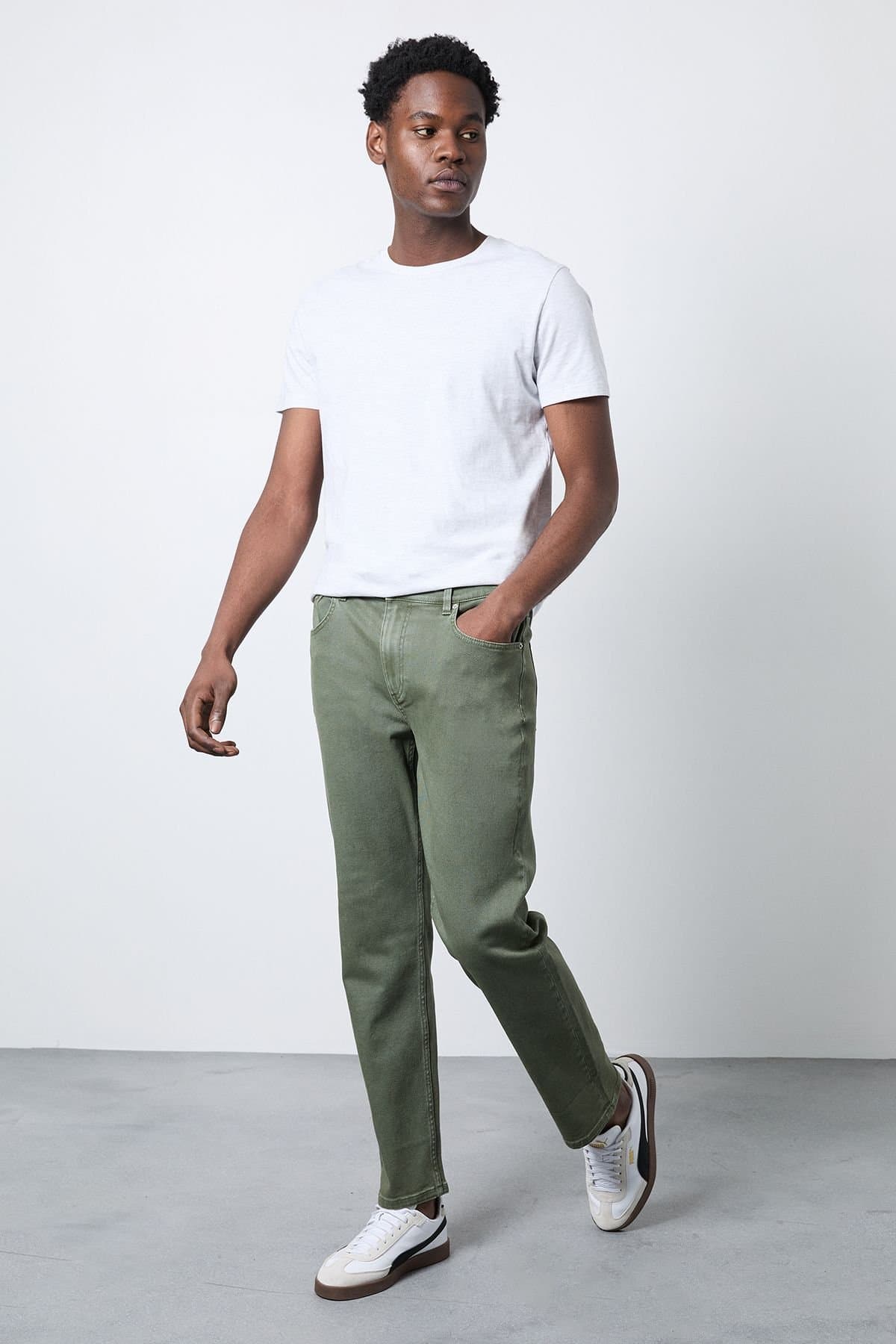 Burton Burton Men's Khaki Straight Fit Jeans