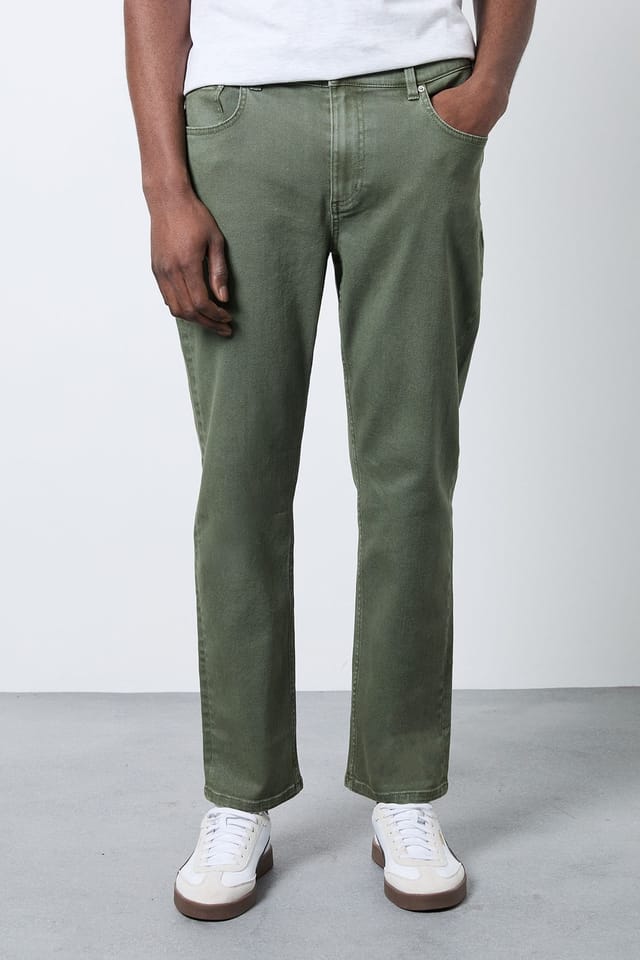 Burton Burton Men's Khaki Straight Fit Jeans - 2