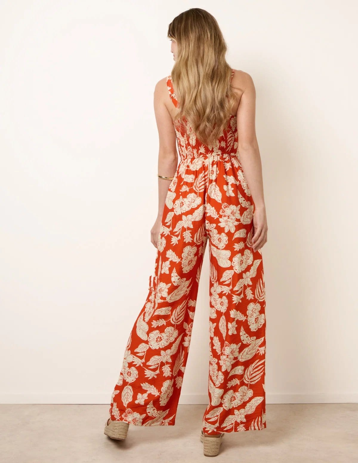 Blue Vanilla Tropical Tie Front Jumpsuit - 4