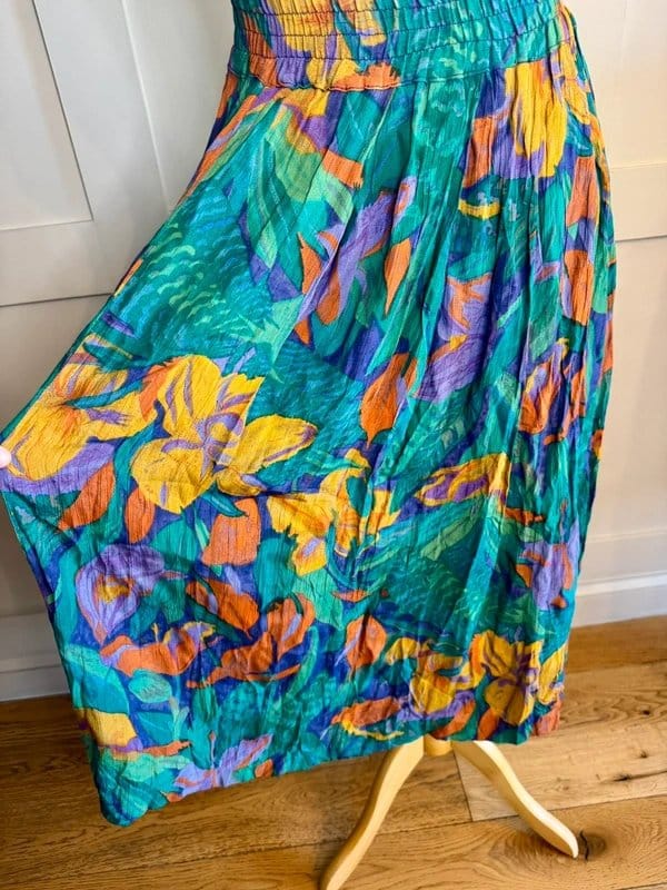 Vintage Dressing Vintage Floral Maxi Skirt | Boho Festival Tropical | Made in England UK 14–16 - 1