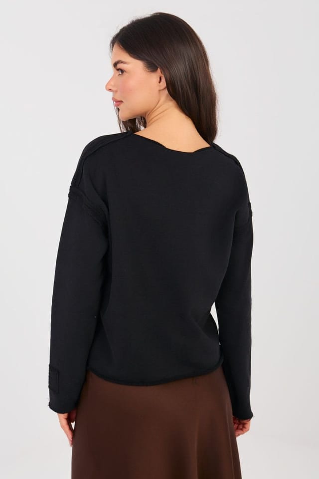 Love Lace Love Lace Women's Short Cotton Blend Blouse with Embroidery in Black - 3