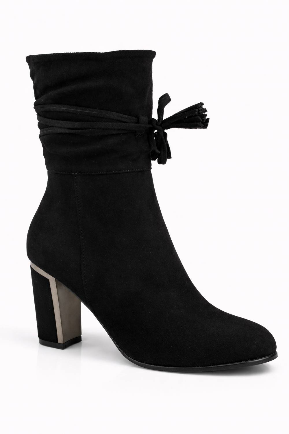 Spot On Spot On Women's Block Heel Ankle Boots with Tassel Tie Detail in Black - 2