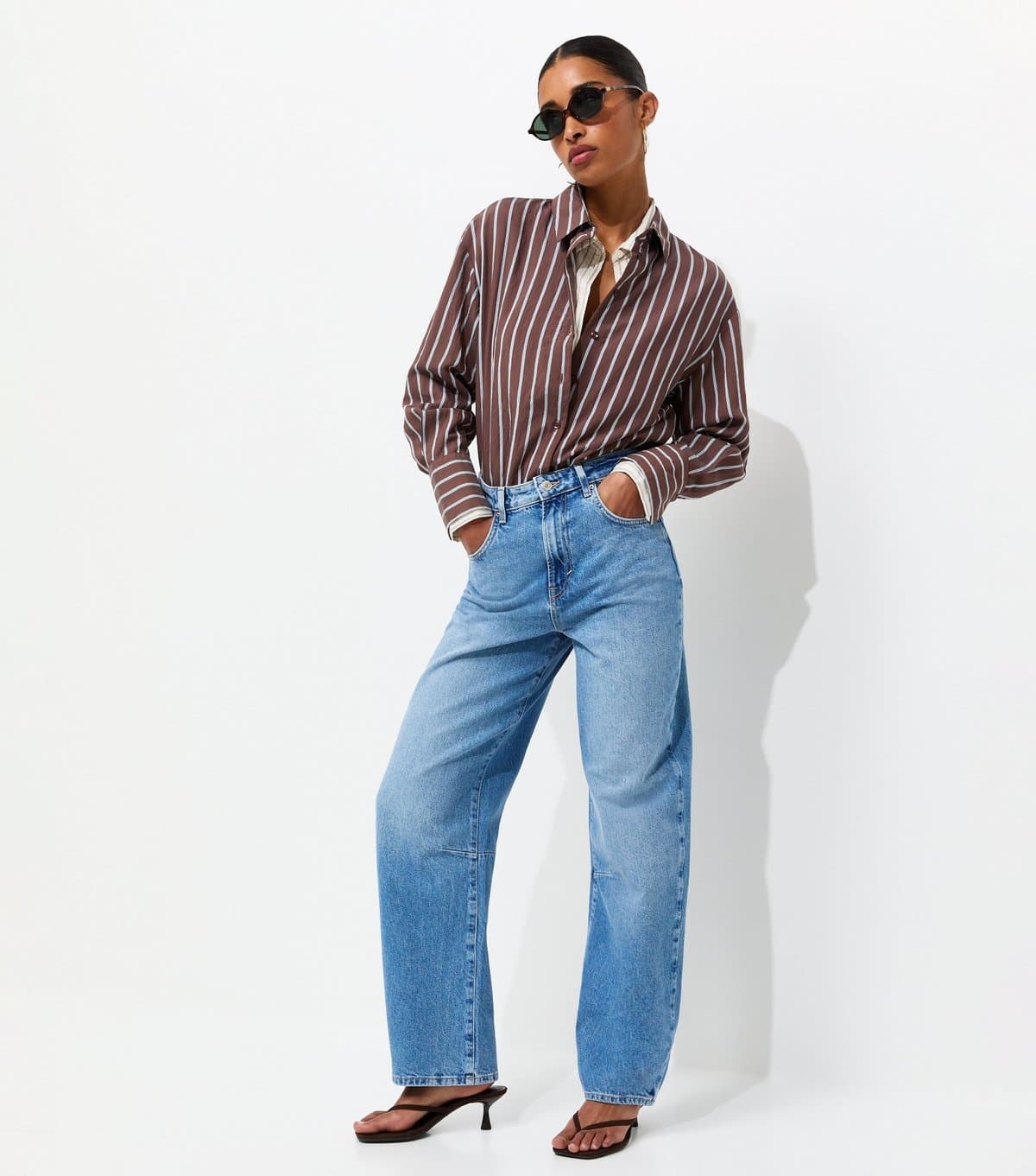 New Look Women's Blue Long Barrel Leg Jeans New Look