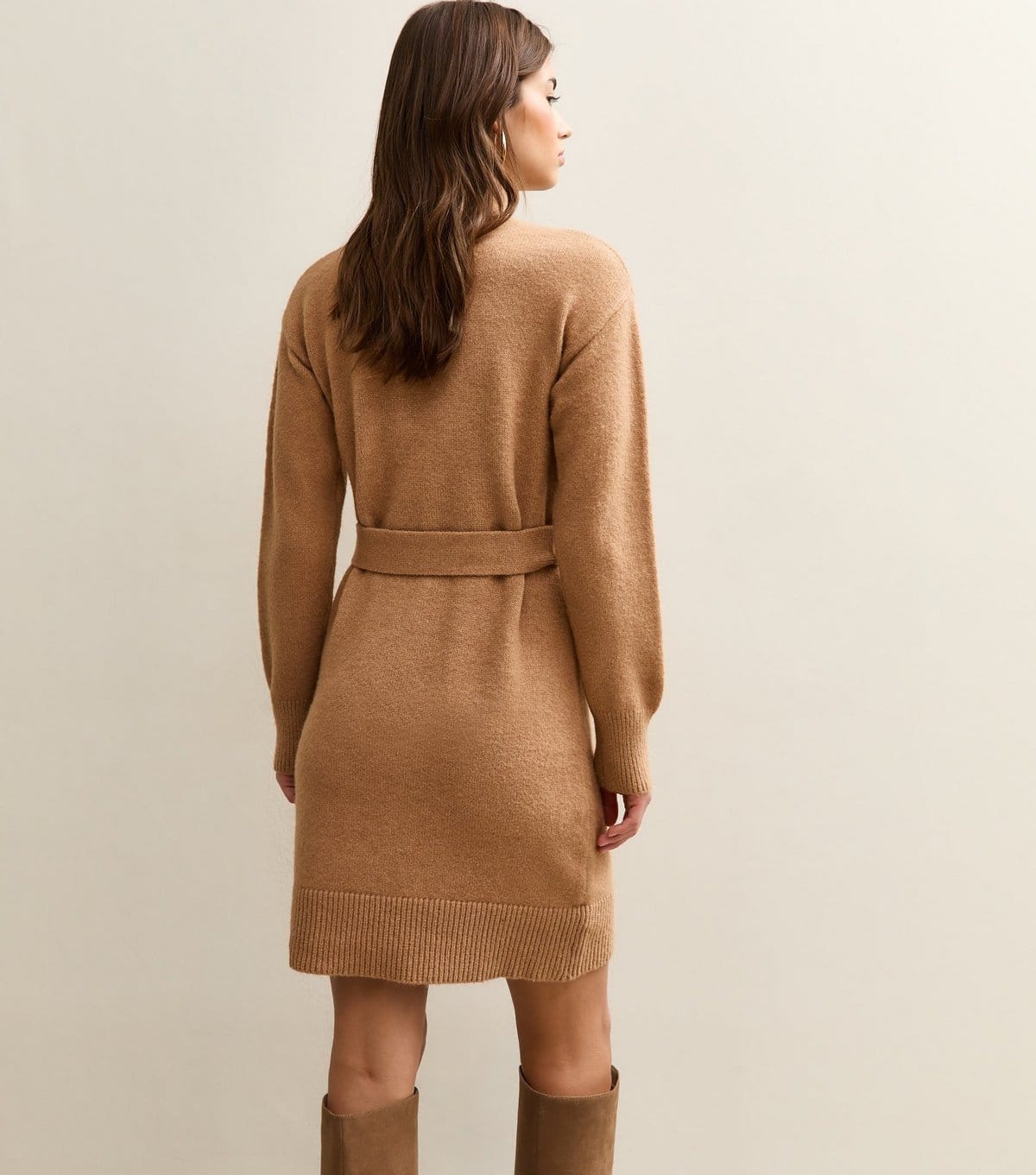 New Look Women's Camel High Neck Belted Mini Dress New Look - 4
