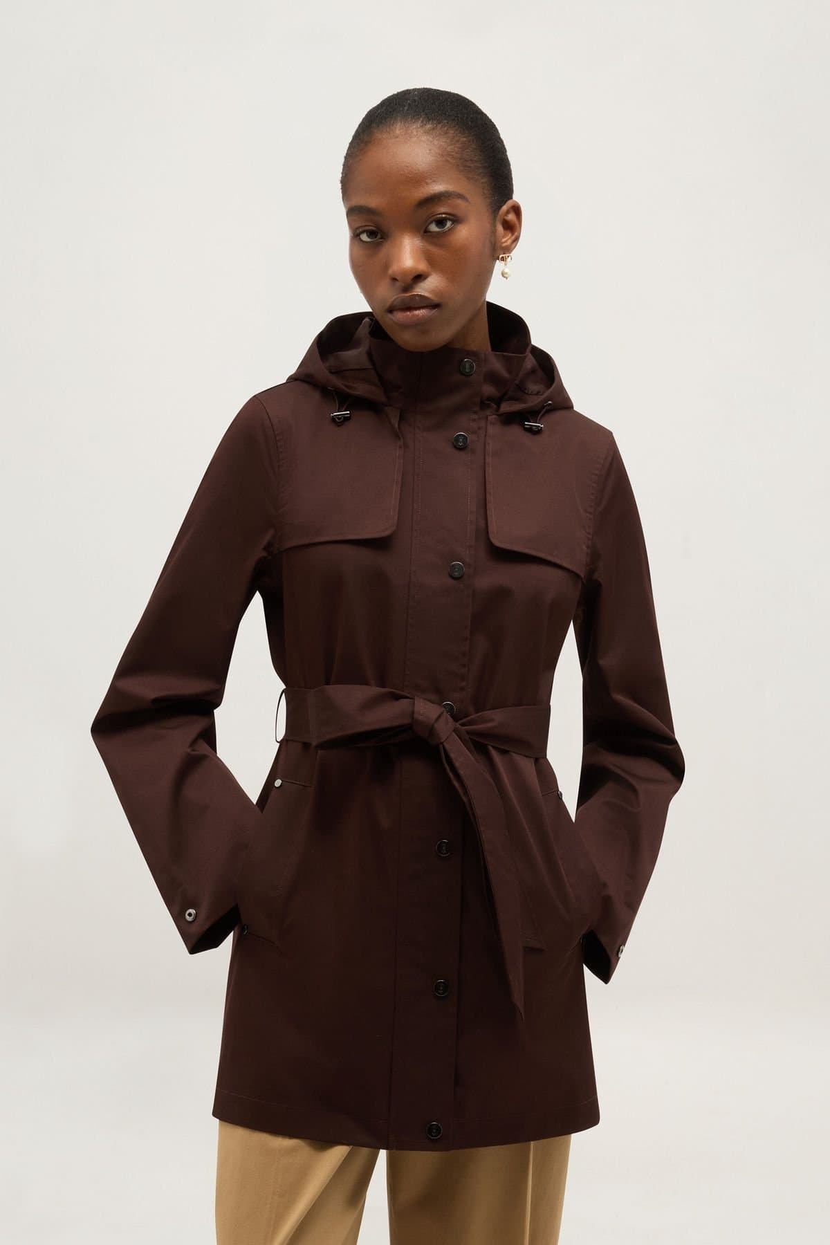 Hobbs London Hobbs London Women's Felicia Waterproof Short Jacket in Chocolate