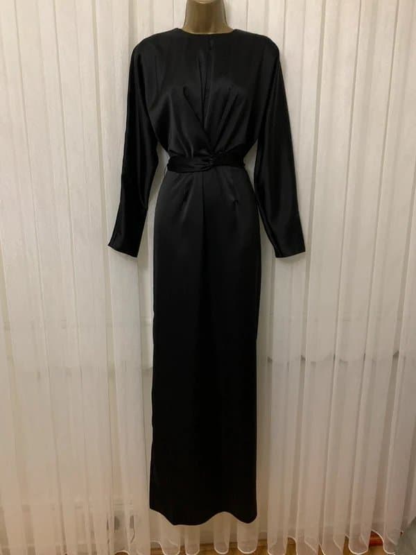 ASOS Asos design knot tie waist black satin maxi pencil batwing dress uk 12